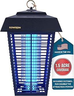 Bug Zapper, 1-1/2 Acre of Outdoor Coverage with Powerful 80W Bulb & 5600V Instant Killing Grid, Electric Insect, Fly & Mosquito Zapper, Made in The USA