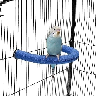 TeTupGaU Shape Parrot Perch Stand Pet Toy Bird Platform Sand Paw Grinding Clean Stick Cage Exercise Conure Budgie Cockatiel Accessories (Blue Extra Small)