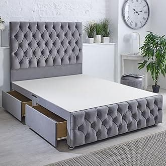 ComfoRest Elegant Super King Bed with 2 Drawers – 6FT – (Grey Plush) – Durable Base for Modern Living – Stylish Design for Spacious Bedrooms – No Mattress Included