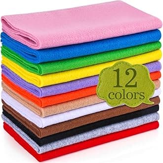 XSEINO 12 Rolls 8"x35"(20.5x90cm) 1.4mm Thick Soft Felt Fabric Sheet 12 Assorted Colors Felt Pack for DIY Craft Sewing Squares Nonwoven Patchwork