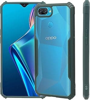 LIRAMARK Transparent Clear Shock Proof Back Cover Case Designed for Oppo F9/F9 Pro/A5/A5s/A7/A11k/A12/Realme 2/2 Pro/U1 - (Green)