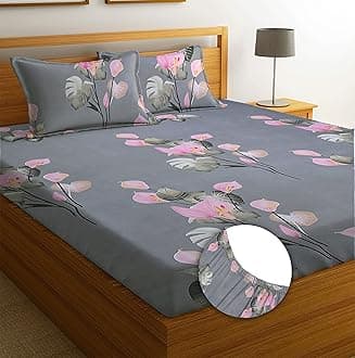 BSB HOME Premium Cotton All Round Elastic Fitted Bedsheets with 2 Pillow Covers | Double Bed with Longlasting 180 TC Supersoft Wrinklefree | for 78x72+10 Mattress (Mint Green)