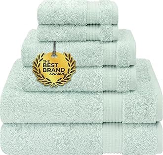 6 Piece Towel Set, 100% Cotton Soft Absorbent Turkish Towels for Bathroom, 2 Bath Towels 2 Hand Towels 2 Washcloths, Mint Towel Set