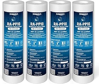 Ronaqua 10M-4PK 10-Micron Sediment Water Filter Cartridge, 4-Pack, WELL-MATCHED with P5, AP110, WFPFC5002, CFS110, RS14, WHKF-GD05