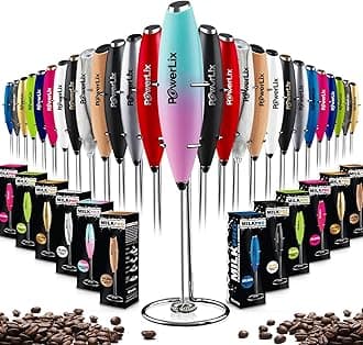 POWERLIXMilk Frother Handheld Battery Operated Electric Whisk Foam Maker For Coffee, Latte, Cappuccino, Matcha, Hot Chocolate, Durable Mini Drink Mixer With Stainless Steel Stand Included (Unicorn)