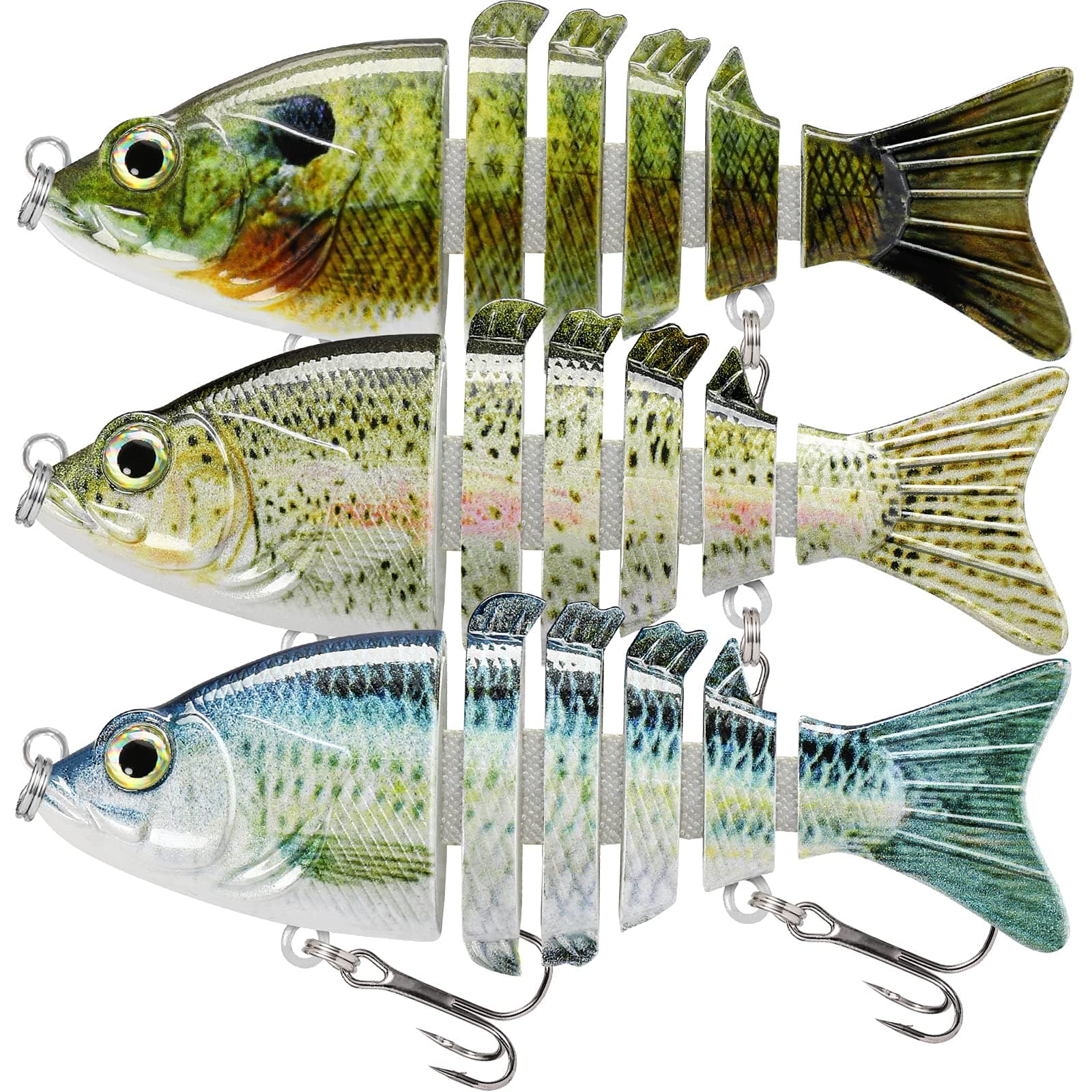 TRUSCEND Easy Catch Swimmax with BKK Hooks, Magic Noisy Wiggling and Vibrating Actions for More Bites, Lifelike Fishing Lures for Bass Trout Walleye Crappie, Strongest Dyneema Fiber Jointed Swimbaits