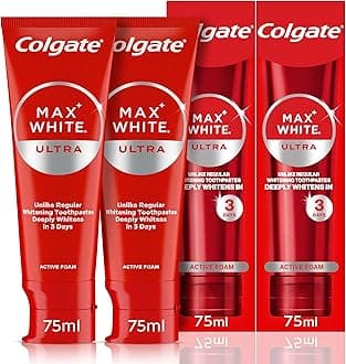 – Max White Ultra Active Foam Toothpaste, at Home Whitening Toothpaste Clinically Proven Whiter Teeth in 3 Days, Toothpaste Multipack, 2 Pack, 75ml Tubes