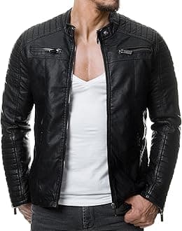 Red Bridge Men's Long Sleeve Faux Leather Biker Casual Cotton Fashion Jacket