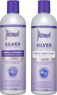 Jhirmack Silver Brightening Purple Shampoo and Conditioner Set for all types of silver, grey, and blonde hair