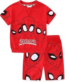 Marvel Spider-Man Boys 2 Piece Shirt and Shorts Outfit Set for Toddler and Big Kids