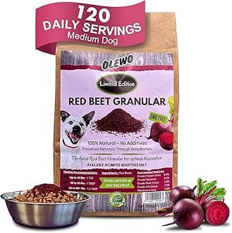 Red Beets for Dogs Granular – Natural Anti Itch Dog Food Topper, Immune, Cleansing, Skin & Coat Support, Dehydrated Whole Food Multivitamin & Fiber, 22 oz