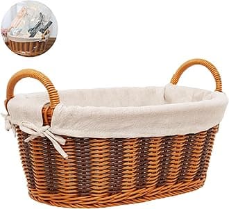 Extra Large Hand-Woven Poly Wicker Storage Basket with Multipurpose design – Fruit Basket, Basket for Gifts Empty, Bathroom Basket Organizer- Perfect Storage Solution