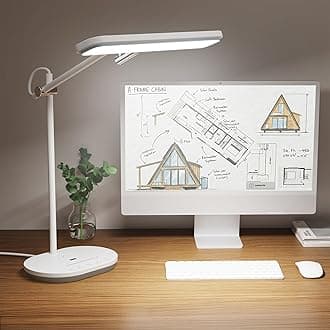 LED Desk Lamp with CRI 98, Advanced Eye-Caring Bright Desk Light for Crafting, Home Office & Kids Studying, Multi-Angle Adjustable, Dimmable Full Spectrum with Touch & Gesture Control