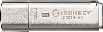Kingston IronKey Locker+ 50 USB Flash Drive XTS-AES Encrypted for Data Protection with Automatic USBtoCloud Back Up-IKLP50/128GB