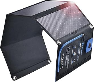 BigBlue 28W Solar Charger Foldable with Digital Ammeter, Outdoor Solar Powered Charger with IP44 Solar Panels USB-A & USB-C Ports (5V/4A Overall) for iPhone iPad Samsung Galaxy LG and Devices