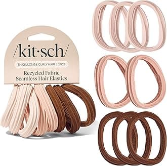 Kitsch Hair Ties No Damage - Strong, Stretchy Hair Bands | Soft Nylon Ponytail Holders, Snag-Free Rubber Bands, Perfect for Updos & Braids - Rosewood, 8pcs