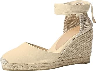 CastañerWomen's Espadrille Talon Carina 301 Ivory Made in Canvas with Loop Closure and Height of 7 Cm. | Size 38