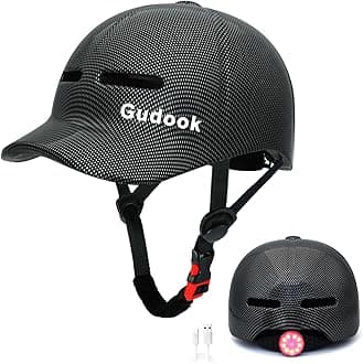 Bike Helmet Adult - Bicycle Helmets for Men Women - with LED Rear Lights - Baseball Cap Style Adjustable Scooter Helmets for City Road Commuter Cycling Biking Skating