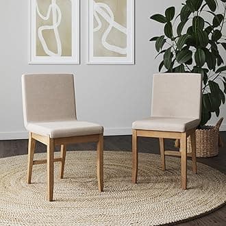 Nathan James Gracie Modern Dining Chair, Upholstered Accent Dining Chair in Natural Flax/Brown, Set of 2