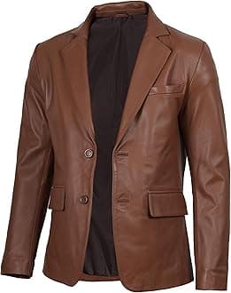 Leather Blazer for Men - Black & Brown Real Lambskin Casual Men's Leather Jacket Coats