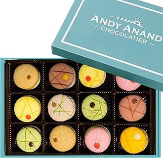 ANDY ANAND CHOCOLATIER Luxurious French Macarons, 12 Assorted Flavors, Amazingly Delicious, Gluten Free, Unique Flavor, Ideal Gift for Women, Men and Kids, Handcrafted With Natural Ingredients (1 lb)