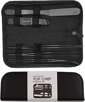 Professional Chef Plating Kit, 5 Piece Cooking Plating, Black, Stainless Steel (5 Pieces, Black)