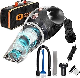 THISWORX Car Vacuum Cleaner - Portable, High Power, Handheld Vacuums w/ 3 Attachments, 16 Ft Cord & Bag - 12v, Auto Accessories Kit for Interior Detailing - Black