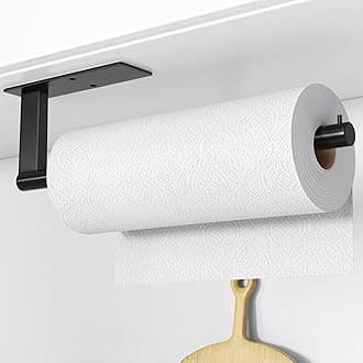 Kitchen Roll Holder Under Cabinet, Stainless Steel Paper Towel Holder Matte Black, Self-Adhensive, Suitable for Pantry, Kitchen, Bathroom