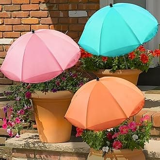 Upgraded Plant Umbrellas for Outdoor Plants 50" Tall 26" Canopy Adjustable Angle Garden Bed Shade Cover with Sturdy Metal Stake & UV Protection Plant Cover for Potted Plants Flower Pot