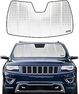 Windshield Sun Shade for Jeep Grand Cherokee 2014-2021. Reflective Aluminum Film Front Window Sunshade - BLAZBLOCK B