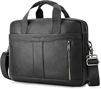 Mens Leather Laptop Bag Briefcases for Men 15.6 Inch Leather Briefcase Business Work Laptop Handbag Shoulder Bag Messenger Bag with Removable Strap