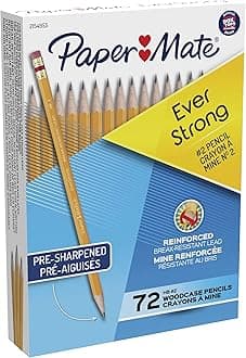 Paper Mate EverStrong # 2 Pencils, Strengthened Crack Resistant Pencil When Writing, 72 Pieces