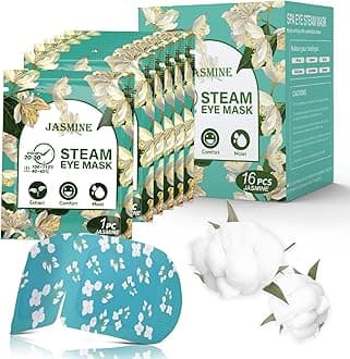 16-Pack Steam Eye Masks for Dry Eyes, Jasmine Warm Eye Mask for Tired Eyes, Relief Eye Fatigue & Dark Circle, Heat Sleep Eye Mask for Puffy Eyes, Disposable Eye Mask, Warm Compress for Eyes