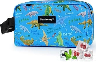 Cerbonny Small Insulated Freezable Cooler Bag for Work, School & Travel; Fit For Yogurt & 3+ (Blue Dinosaur)