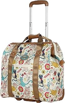 Lily Bloom Designer Under The Seat Tote Cabin Luggage Collection - 15 Inch Patterned Carry on Bag for Women - Lightweight Suitcase with 2 Rolling Wheels