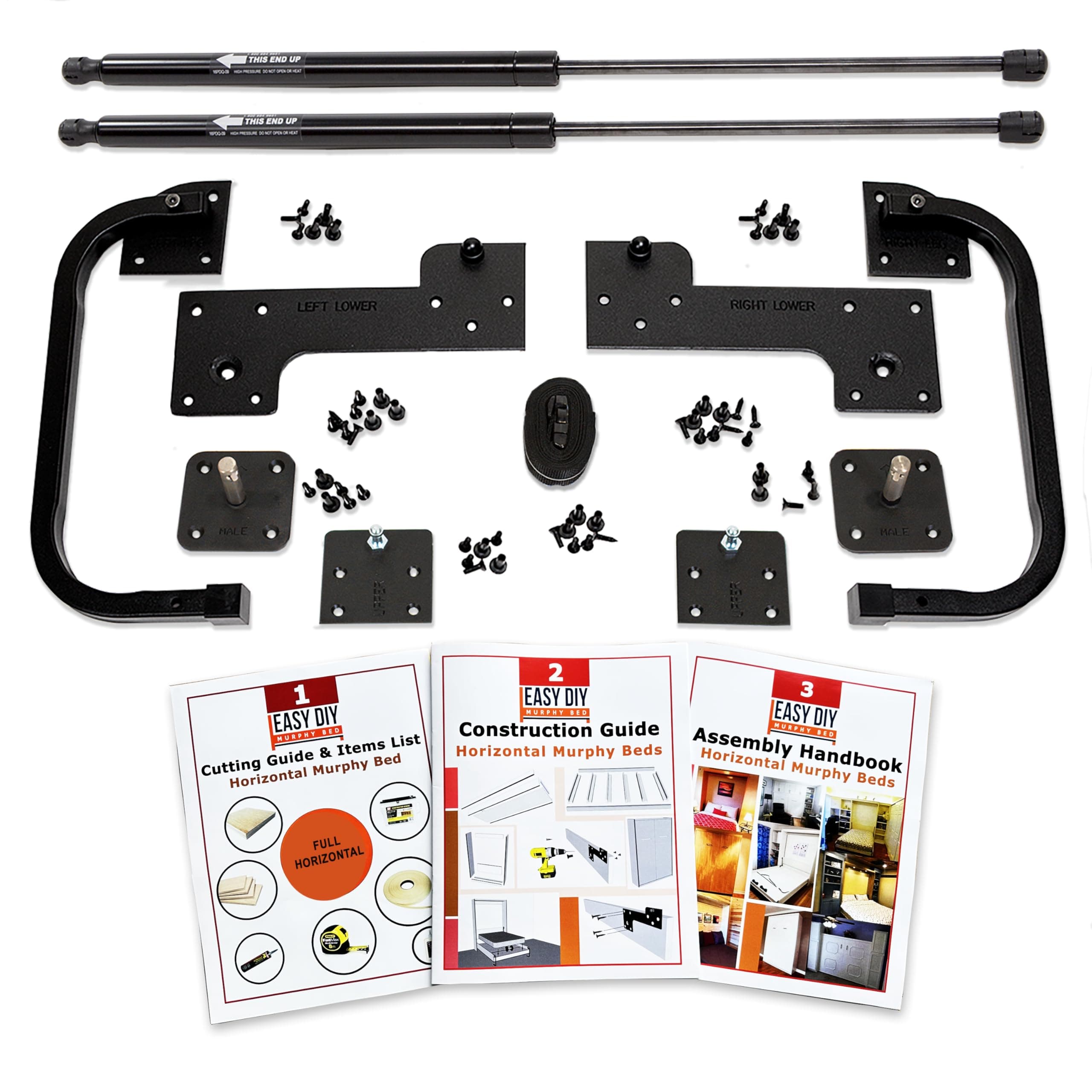 Full Size DIY Murphy Bed Hardware Kit – Horizontal Wall Bed for Space-Saving - Budget-Friendly DIY Setup -Made in USA -Hide Away Design with Full Murphy Bed Hardware - Bed Lift Mechanism - Pull Down