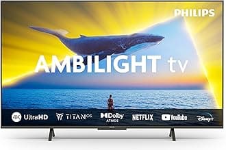 Ambilight 55PUS8109 4K LED Smart TV - 55 Inch Display with Pixel Precise Ultra HD, Titan OS Platform and Dolby Atmos Sound, Works with Alexa and Google Voice Assistant - Satin Chrome