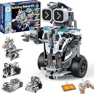 Building Robot Dinosaur Kit with Remote Control Stem Gifts for Boys Age 8-12, Build Coding Robotic Toys for Kids Birthday, 5 in 1 Buildable Set with 707 Pieces