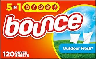 Bounce Fabric Softener Dryer Sheets Outdoor Fresh Scent for Static Control, 120 Count