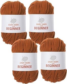 T-Shirt Yarn for Crocheting & Knitting - 4 PCS Chunky Thick Yarn for Bags, Blankets, Cushions, Slippers & Storage Baskets - 100g4 (3.5oz4) - DIY Handmade Knitting Gift