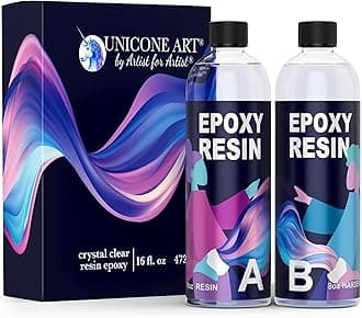 Unicone Art Epoxy Resin Art Kit - 1 Gallon Craft Resin Epoxy (0.5 Gallon Resin, 0.5 Gallon Hardener), High Gloss UV Resistant Odor-Free Art Resin, BPA-Free Clear and Non Toxic Epoxy Formula (16oz)