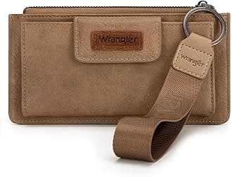 Montana West X Wrangler Wallet for Women Ladies Female Card Cases & Money Organizers Wristlet with Wallet Large Clutch with Coin Purse Smooth Zipper and Rfid Lining
