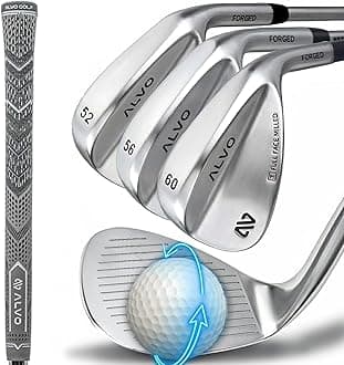 ALVO GOLF - Premium Full Face Golf Wedges, Golf Wedge Set and Singles, 3 Wedges 52/56/60/70 Degree,Lob,Gap,Sand Golf Club for Men, Premium Grip, Right Hand, max Spin