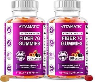 Prebiotic Fiber Gummies for Adults – 2 Pack (Total 120 Gummies) 7g Fiber per Serving | Extra Strength | Zero Sugar Added | Pectin-Based | Digestive Health & Regularity Support