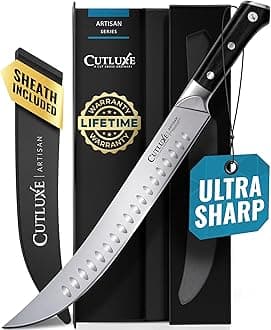 Cutluxe Butcher Knife – 10″ Cimeter & Breaking Knife – Forged High Carbon German Steel – Full Tang & Razor Sharp – Ergonomic Handle Design – Artisan Series