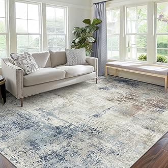 BEIMO Area Rugs 6x9 Machine Washable Rug for Bedroom Living Room, Large Modern Abstract for Dining Room, Indoor Low Pile Carpet Soft Rugs with Non Slip Rubber Backing, Abstract Blue Gray