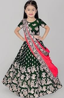 Girl's Jute Cotton Semi-stitched Lehenga Choli