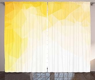 Ambesonne Ombre Curtains, Fractal Mosaic Form Simplistic Abstract Triangles Color Transition Effect, Living Room Bedroom Window Drapes 2 Panel Set, 108" X 63", Yellow Ombre