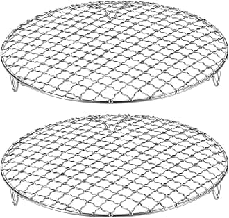 HARFINGTON 2pcs Round Cooking Rack 8.9-inch 201 Stainless Steel Cross Wire Barbecue Grill Net with 20mm Legs for Cooking Baking Steaming BBQ
