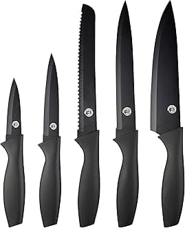 MasterChef 5-Piece Knife Set, Incl. Paring Knife, Utility Knife, Carving Knife, Bread Knife & Chef Knife, Stainless Steel, Non-Stick Coating, Ergonomic Handles